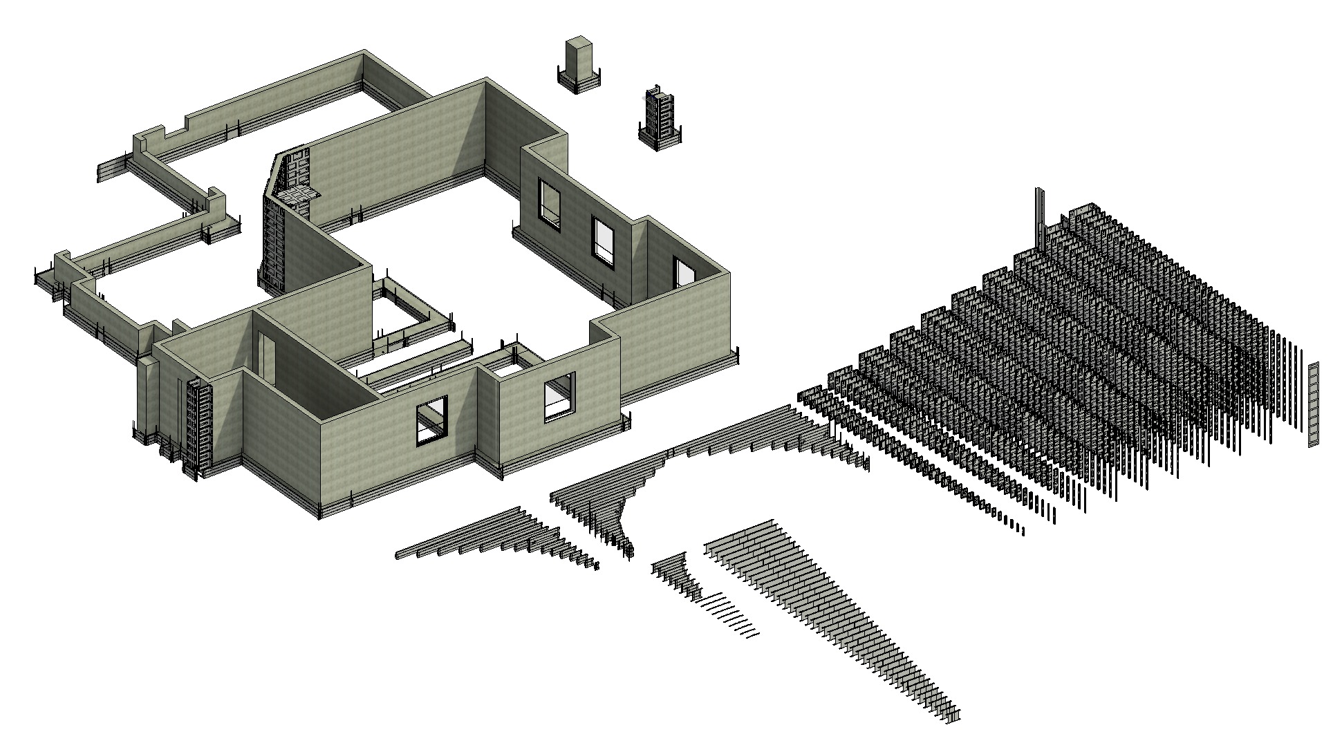 BIM Revit Forming — Lot 20 Oak Hollow · footing forms and a FULL SET of footing & wall forms, modeled by the founder in Revit