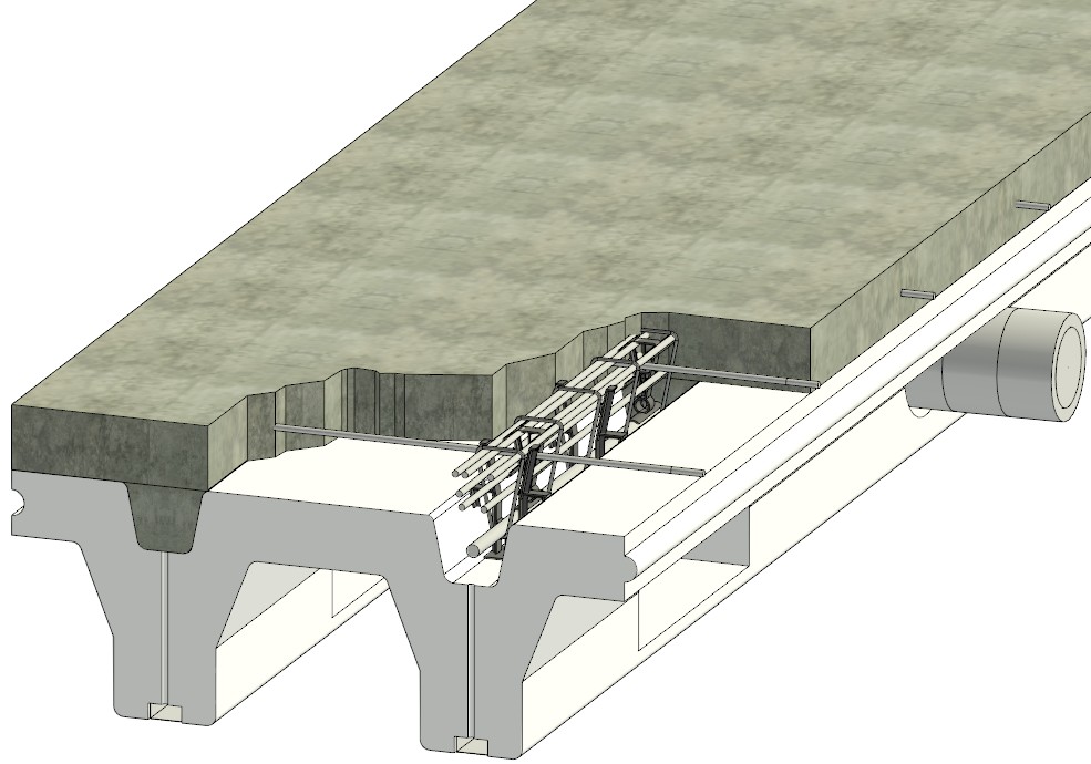 CD-18 cutaway — the white wire-cut EPS form staying in place under the finished concrete deck