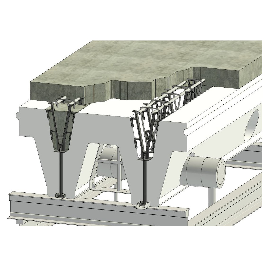 CD-24 rebar trees seated in the EPS form under the slab